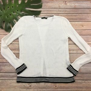 Rag & Bone open knit split back white sweater